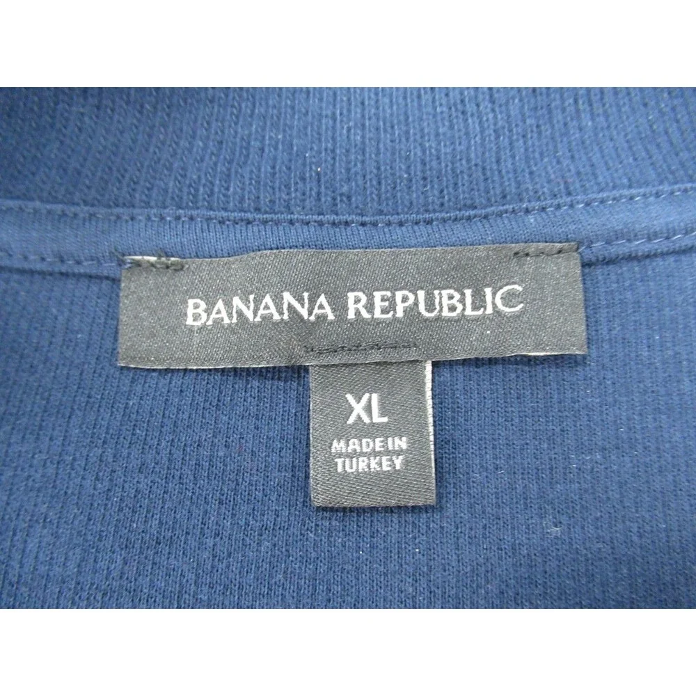 Banana Republic Men's XL 1/4 Zip Sweater w/Pocket Organic Cotton Navy Blue